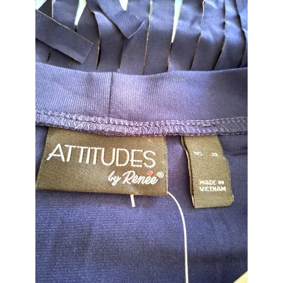 Attitudes by Renee Como Jersey Knit Fringe Cardigan cape cover Black Size XL NWT - Picture 7 of 7